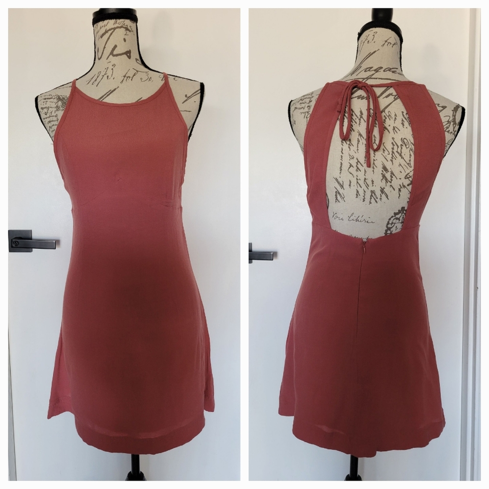 Urban‎ Outfitters Terracotta Pink Open Back Micro Mini Dress Size 8